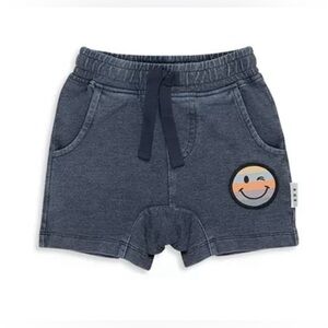 HUXBABY RAINBOW SMILEY SLOUCH SHORTS DENIM
